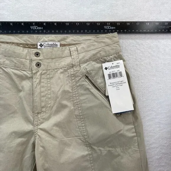Columbia Cape Rush Capri Pants Women's 6 Fossil Brown‎ Lightweight Low Rise NWT - Picture 7 of 13